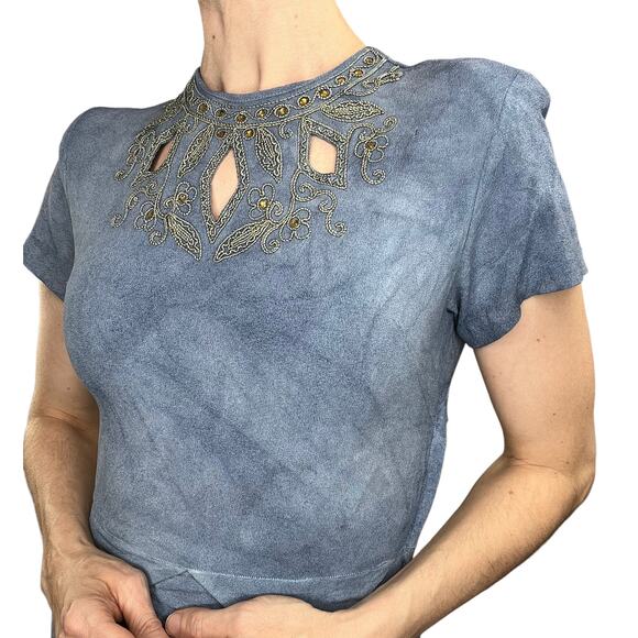 vintage 40's dress with‎ cutouts blue XS - Picture 2 of 9